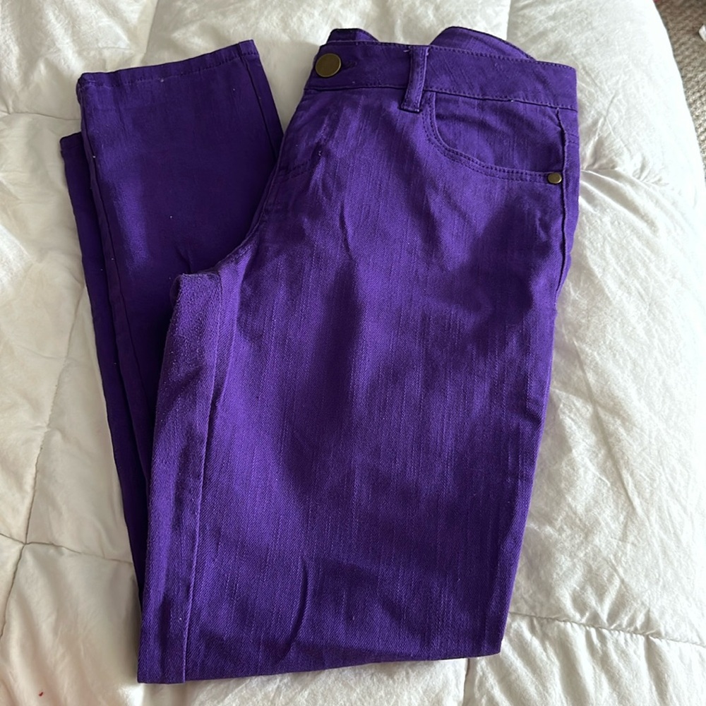 Purple Jeans with tapered legs